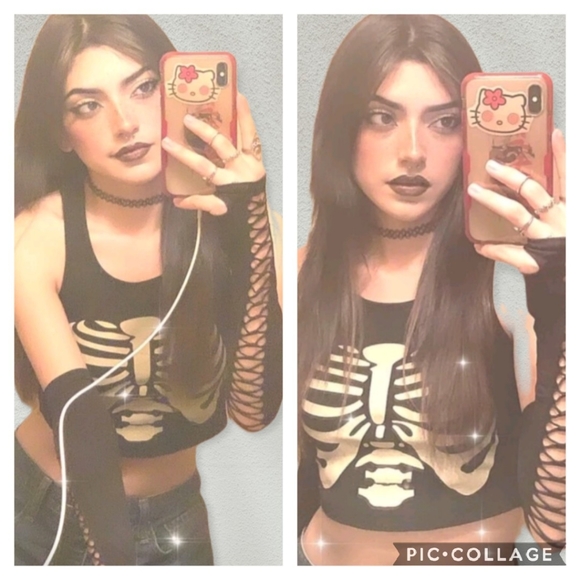 One size fingerless lace up style gloves goth, cosplay - Picture 11 of 15